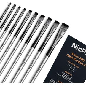 Nicpro 10 PCS Watercolor Paint Brushes, Round Tip Artist Painting Brush Set for Water Color, Acrylic Oil, Gouache, Ink, Detail, Rock, by Number Model Art Paintbrush in Kuwait