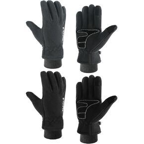 Newcotte 2 Pairs Winter Touchscreen Gloves for Men Women Fleece Lined Thermal Gloves Warm Texting Gloves Elastic Cuff for Driving Running Cycling Texting, Black and Grey