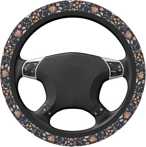 Colorful Wildflower Steering Wheel Cover Anti-Slip Car Accessories Absorbing Sweat Breathable Steering Wheel Protector for Men Women Girls Universal 15 Inch Car Interior Decor in Saudi Arabia