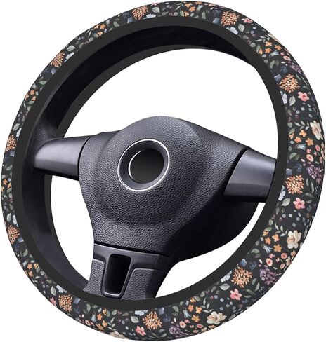 Colorful Wildflower Steering Wheel Cover Anti-Slip Car Accessories Absorbing Sweat Breathable Steering Wheel Protector for Men Women Girls Universal 15 Inch Car Interior Decor in Saudi Arabia