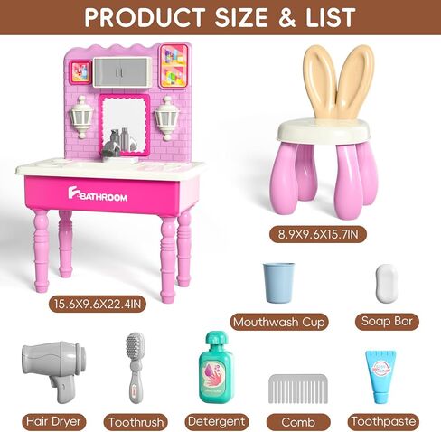 ألعاب حوض المطبخ من Lucky Doug مع مياه جارية، لعبة المطبخ للعب في غسالة الأطباق للفتيات والأطفال الصغار يلعبون الحوض مع نظام دورة المياه التلقائي المتطور، مجموعة لعب خارجية للأطفال والبنات الصغار in Kuwait