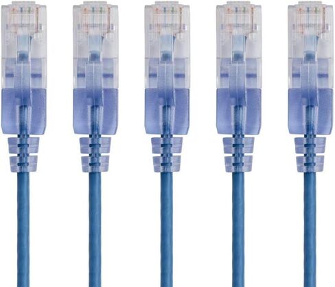 كابل إيثرنت Monoprice Cat6A Patch - Snagless، UTP، 550 ميجا هرتز، 10 جيجا، 30AWG، 3 أقدام، أزرق - سلسلة SlimRun in Kuwait