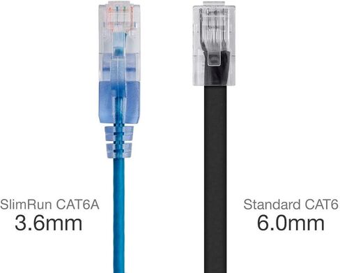 كابل إيثرنت Monoprice Cat6A Patch - Snagless، UTP، 550 ميجا هرتز، 10 جيجا، 30AWG، 3 أقدام، أزرق - سلسلة SlimRun in Kuwait