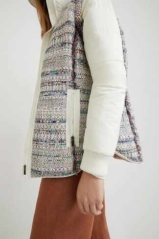 Desigual Women's Woven Padded Short Overcoat, White, XL in Saudi Arabia