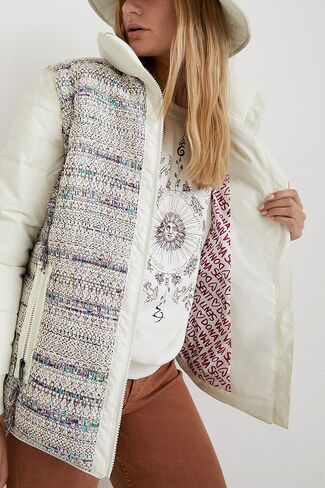 Desigual Women's Woven Padded Short Overcoat, White, XL in Saudi Arabia