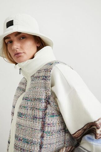 Desigual Women's Woven Padded Short Overcoat, White, XL in Saudi Arabia