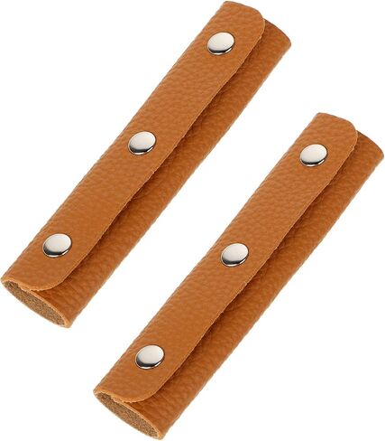 2 Pieces Handbag Handle Leather Wrap Cover PU Handbag Grip Cover Protector with Brass Clasp Soft Purse Strap Pad Identifier or Suitcases, Shopping Bag, Orange in Saudi Arabia
