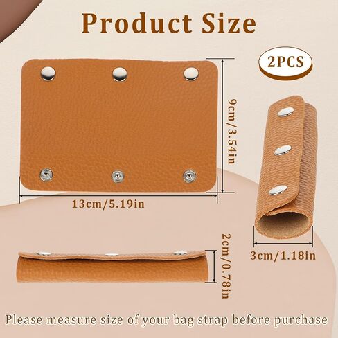 2 Pieces Handbag Handle Leather Wrap Cover PU Handbag Grip Cover Protector with Brass Clasp Soft Purse Strap Pad Identifier or Suitcases, Shopping Bag, Orange in Saudi Arabia