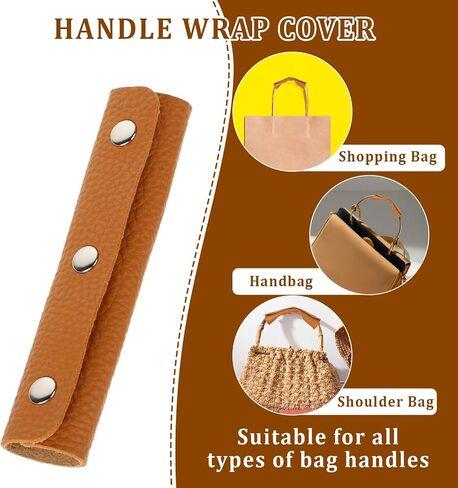2 Pieces Handbag Handle Leather Wrap Cover PU Handbag Grip Cover Protector with Brass Clasp Soft Purse Strap Pad Identifier or Suitcases, Shopping Bag, Orange in Saudi Arabia