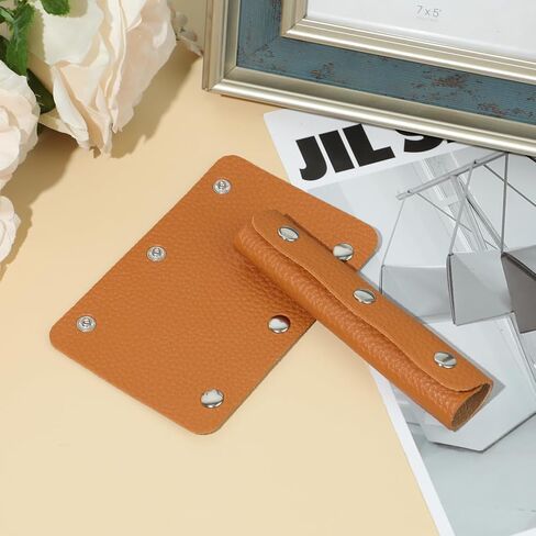 2 Pieces Handbag Handle Leather Wrap Cover PU Handbag Grip Cover Protector with Brass Clasp Soft Purse Strap Pad Identifier or Suitcases, Shopping Bag, Orange in Saudi Arabia
