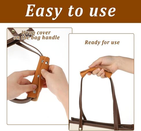 2 Pieces Handbag Handle Leather Wrap Cover PU Handbag Grip Cover Protector with Brass Clasp Soft Purse Strap Pad Identifier or Suitcases, Shopping Bag, Orange in Saudi Arabia