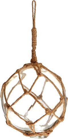 Hampton Nautical Amber Japanese Glass Ball Fishing Float with Brown Netting Decoration 3" in Saudi Arabia