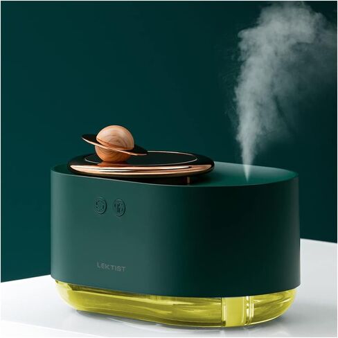 مرطب رذاذ صغير من ليكتيست مع ناشر ومرطبات إضاءة ليلية لغرفة النوم، 300 مل، مرطب كوكبي دوار لسطح مكتب غرفة النوم، والزخارف المزخرفة، واليوجا، والمكتب، والمنتجعات الصحية (أخضر) in Kuwait