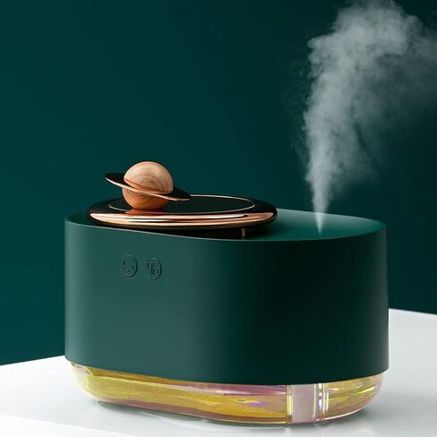 مرطب رذاذ صغير من ليكتيست مع ناشر ومرطبات إضاءة ليلية لغرفة النوم، 300 مل، مرطب كوكبي دوار لسطح مكتب غرفة النوم، والزخارف المزخرفة، واليوجا، والمكتب، والمنتجعات الصحية (أخضر) in Kuwait