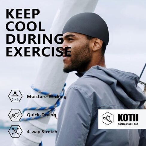 2 Pieces Summer Cooling Skull Cap Helmet Liner Beanie Cycling Running Sweat Wicking Hat for Men Women Lightweight in Saudi Arabia