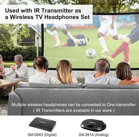 SIMOLIO 2 Pack of IR Wireless Headphones for in Car TV Video Audio Listening, 2 Channel Car DVD Headphones for Kids, Universal Infrared Headphones for Car DVD Headrest Video, AUX Cord, Not Bluetooth in Kuwait