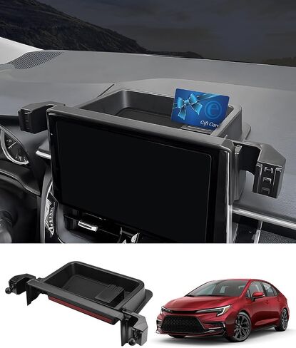 منظم وحدة التحكم المركزية للوحة القيادة من FIILINES لسيارة Toyota Corolla 2019-2024، Corolla Cross 2022-2024 (مناسب لشاشة تعمل باللمس مقاس 8 بوصات) وصينية تخزين الملحقات الداخلية باللون الأسود in Saudi Arabia