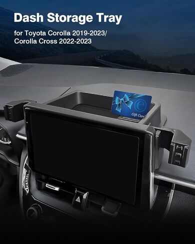 منظم وحدة التحكم المركزية للوحة القيادة من FIILINES لسيارة Toyota Corolla 2019-2024، Corolla Cross 2022-2024 (مناسب لشاشة تعمل باللمس مقاس 8 بوصات) وصينية تخزين الملحقات الداخلية باللون الأسود in Saudi Arabia