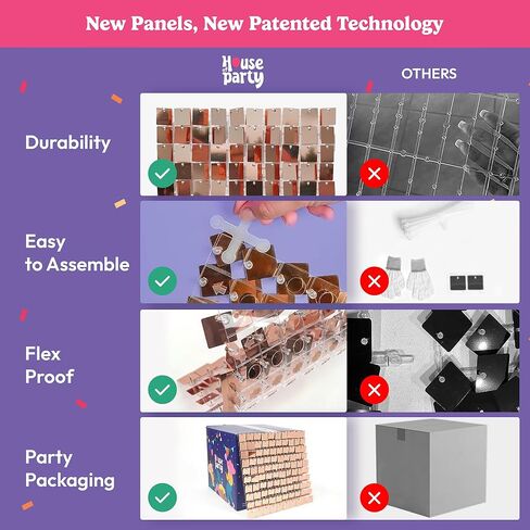 HOUSE OF PARTY Silver Shimmer Wall Backdrop -36 Panels Square Sequin Shimmer Backdrop for Birthday Wedding Anniversary Engagement Baby Shower & Bachelorette Decorations Party in Kuwait