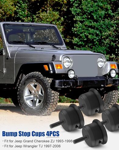 2Pcs TJ Front Rear Bump Stop Cups Fit for Jeep Wrangler TJ 1997-2006, Only for the Front of Grand Cherokee ZJ 1993-1998, Replace 52087635 2.9101G 52087636AC in Kuwait