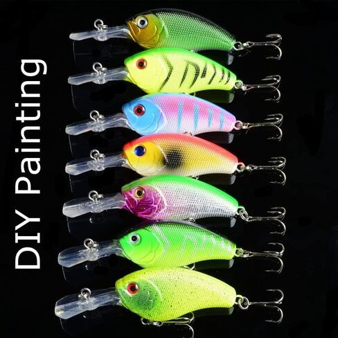 Aneew Bulk Unpainted Blanks Crankbaits Minnow Jerkbaits Wobble Rock Bass Fishing Lures DIY Making Kit for Saltwater Freshwater in Kuwait