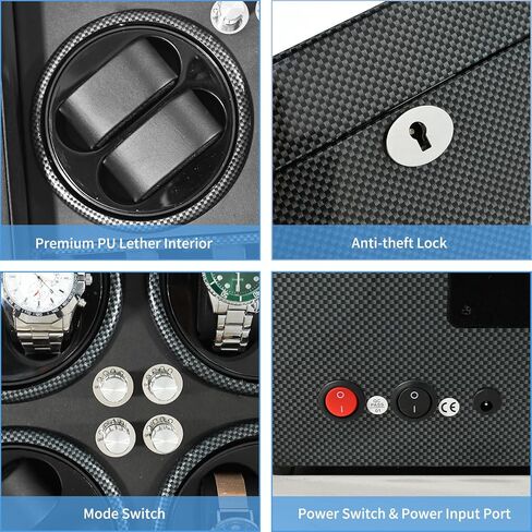 ملفاف ساعة Davivy، 8 ملفاف ساعة أوتوماتيكي مع 5 أماكن تخزين للساعة، ملفاف ساعة مع محرك هادئ للغاية، ضوء LED أزرق ووسائد مرنة، محول تيار متردد متضمن in Kuwait