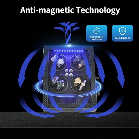 ملفاف ساعة Davivy، 8 ملفاف ساعة أوتوماتيكي مع 5 أماكن تخزين للساعة، ملفاف ساعة مع محرك هادئ للغاية، ضوء LED أزرق ووسائد مرنة، محول تيار متردد متضمن in Kuwait