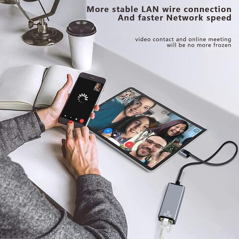 محول USB إيثرنت، محول USB C إيثرنت، 2 في 1 USB3.0/USB-C إلى RJ45 كابل شبكة جيجابت إيثرنت لنظام التشغيل Windows 10، MacBook Pro، iPad Pro، الكمبيوتر المحمول، Chromebook، Dell XPS، Samsung Galaxy والمزيد in Kuwait