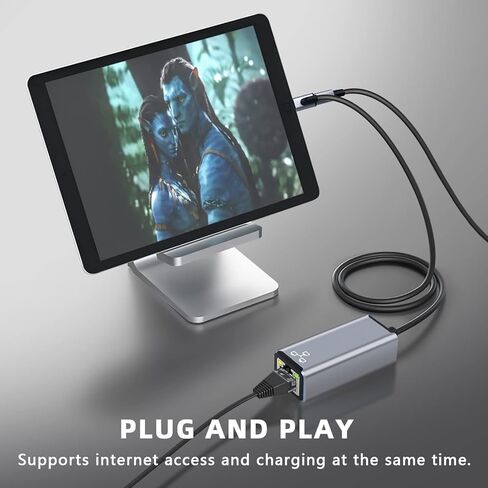 محول USB إيثرنت، محول USB C إيثرنت، 2 في 1 USB3.0/USB-C إلى RJ45 كابل شبكة جيجابت إيثرنت لنظام التشغيل Windows 10، MacBook Pro، iPad Pro، الكمبيوتر المحمول، Chromebook، Dell XPS، Samsung Galaxy والمزيد in Kuwait