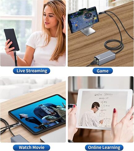 محول USB إيثرنت، محول USB C إيثرنت، 2 في 1 USB3.0/USB-C إلى RJ45 كابل شبكة جيجابت إيثرنت لنظام التشغيل Windows 10، MacBook Pro، iPad Pro، الكمبيوتر المحمول، Chromebook، Dell XPS، Samsung Galaxy والمزيد in Kuwait