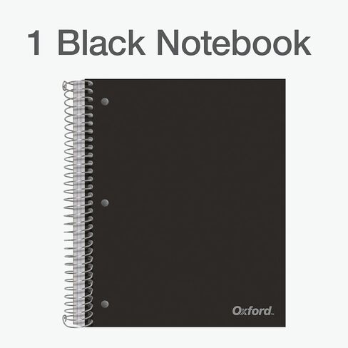 Oxford 3 Subject Spiral Notebook College Ruled - Black Poly Cover - Water Resistant - 150 Sheets - Spiral Notebook 8.5 x 11 (1) in Saudi Arabia