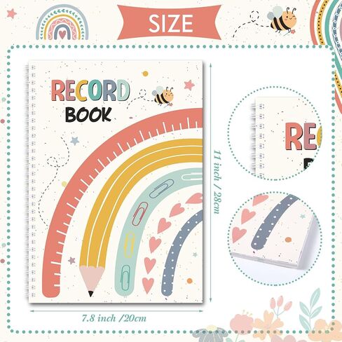 Teacher Record Book Teacher Grade Book Spiral Bound Record Class Gradebook Office Favors Gift for Classroom Attendance Supplies Decoration Double Sided Color Printing(Rainbow) in Saudi Arabia