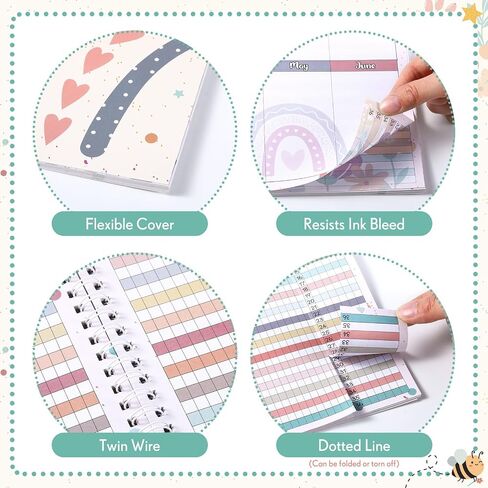 Teacher Record Book Teacher Grade Book Spiral Bound Record Class Gradebook Office Favors Gift for Classroom Attendance Supplies Decoration Double Sided Color Printing(Rainbow) in Saudi Arabia