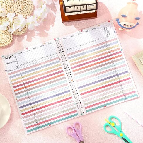 Teacher Record Book Teacher Grade Book Spiral Bound Record Class Gradebook Office Favors Gift for Classroom Attendance Supplies Decoration Double Sided Color Printing(Rainbow) in Saudi Arabia