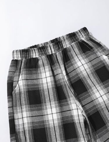 Girls Clothes Solid Long Sleeve Tops Plaid Wide Leg Pants with Pockets Girls Outfits Size 6-14 in Kuwait