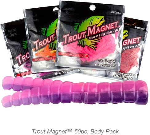 Leland's Lures Trout Magnet 50-Pack Split-Tail Grub Body Pack, Also Great for Bass and Panfish, Chartreuse in Saudi Arabia