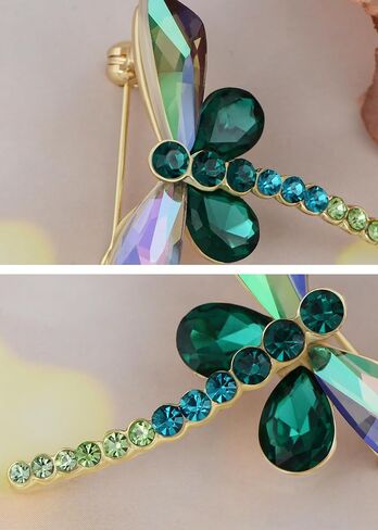 Alilang Silvery Tone Shine Amethyst Purple Crystal Rhinestones Dragonfly Insect Brooch Pin in Kuwait