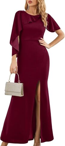 SouqFone Women Formal Prom Dress Sleeveless Ruffle Bodycon Cocktail Evening Wedding Slit Mermaid Maxi Dress in Saudi Arabia
