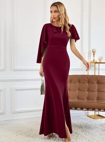 SouqFone Women Formal Prom Dress Sleeveless Ruffle Bodycon Cocktail Evening Wedding Slit Mermaid Maxi Dress in Saudi Arabia