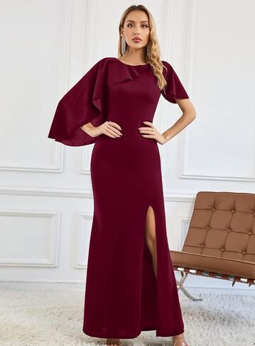 SouqFone Women Formal Prom Dress Sleeveless Ruffle Bodycon Cocktail Evening Wedding Slit Mermaid Maxi Dress in Saudi Arabia