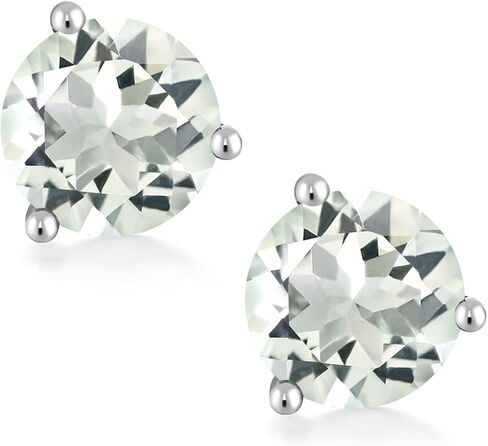 أقراط Gem Stone King من الذهب الأبيض عيار 14 قيراط والعقيق الأسود 3 شقوق مارتيني برغي خلفي للنساء (3.29 قيراط، حجر ميلاد الأحجار الكريمة، دائري 8 مم) in Kuwait