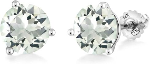 أقراط Gem Stone King من الذهب الأبيض عيار 14 قيراط والعقيق الأسود 3 شقوق مارتيني برغي خلفي للنساء (3.29 قيراط، حجر ميلاد الأحجار الكريمة، دائري 8 مم) in Kuwait