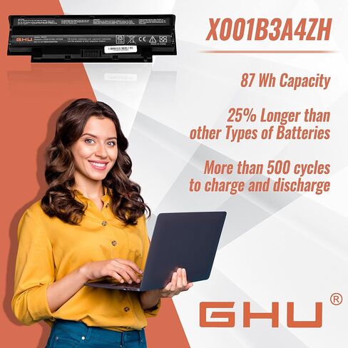 بطارية GHU جديدة 58 WH بديلة لـ J1KND 4T7JN WT2P4 383CW 312-1205 312-0233 312-0234 312-1280 متوافقة مع Dell Inspiron 3420 3520 13R (N3010) 14R (N4010 N4110) (N5010 N5110) N 7010 in Saudi Arabia