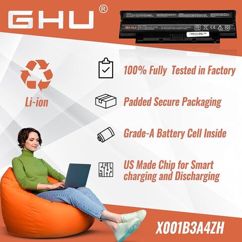 بطارية GHU جديدة 58 WH بديلة لـ J1KND 4T7JN WT2P4 383CW 312-1205 312-0233 312-0234 312-1280 متوافقة مع Dell Inspiron 3420 3520 13R (N3010) 14R (N4010 N4110) (N5010 N5110) N 7010 in Saudi Arabia