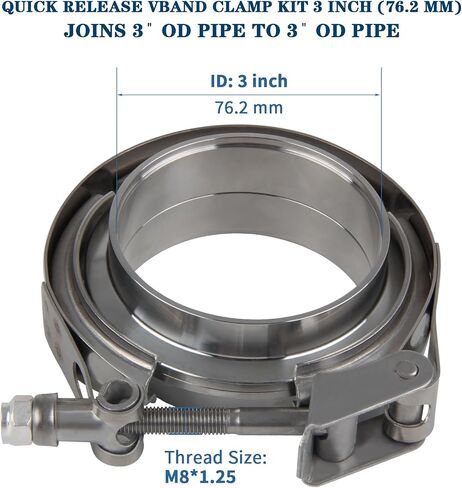 3 inch Quick Release V Band Clamp with Male Female Flanges 304 Stainless Steel 2pcs in Saudi Arabia
