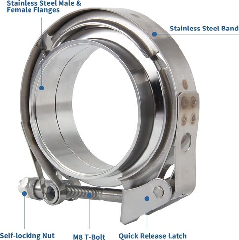 3 inch Quick Release V Band Clamp with Male Female Flanges 304 Stainless Steel 2pcs in Saudi Arabia