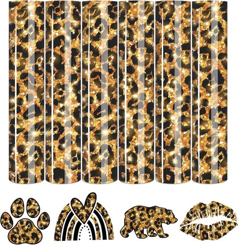 Tintnut Leopard HTV Heat Transfer Vinyl - 10 Sheets 12 X 10 Inches Cheetah Heat Transfer Vinyl Safari HTV Animal Printed Iron On Vinyl for T-Shirts Compatible with Cricut Or Silhoutte Cameo in Kuwait