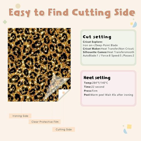 Tintnut Leopard HTV Heat Transfer Vinyl - 10 Sheets 12 X 10 Inches Cheetah Heat Transfer Vinyl Safari HTV Animal Printed Iron On Vinyl for T-Shirts Compatible with Cricut Or Silhoutte Cameo in Kuwait