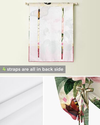 ربط الستائر ظلال النافذة، زهرة وردية نباتية عتيقة وقضيب فراشة جيب ربط نافذة الظل، ستارة بالون قابلة للتعديل للستائر وحمام المطبخ، لوحة واحدة، 34 بوصة × 45 بوصة in Kuwait