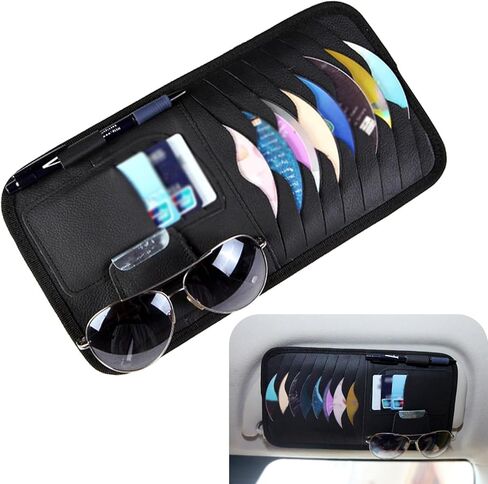 1 Pack Car Sun Visor CD Storage Bag, Multifunctional Pen Sunglasses Storage Holder, Multi-layer Design, Universal Waterproof Anti-scratch Automotive CD Protective Accessories (Black) in Saudi Arabia
